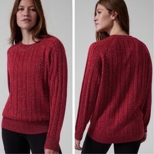 NWT Womens Crossroads Crew Sweater Cable Knit Red Size 3X Fisherman